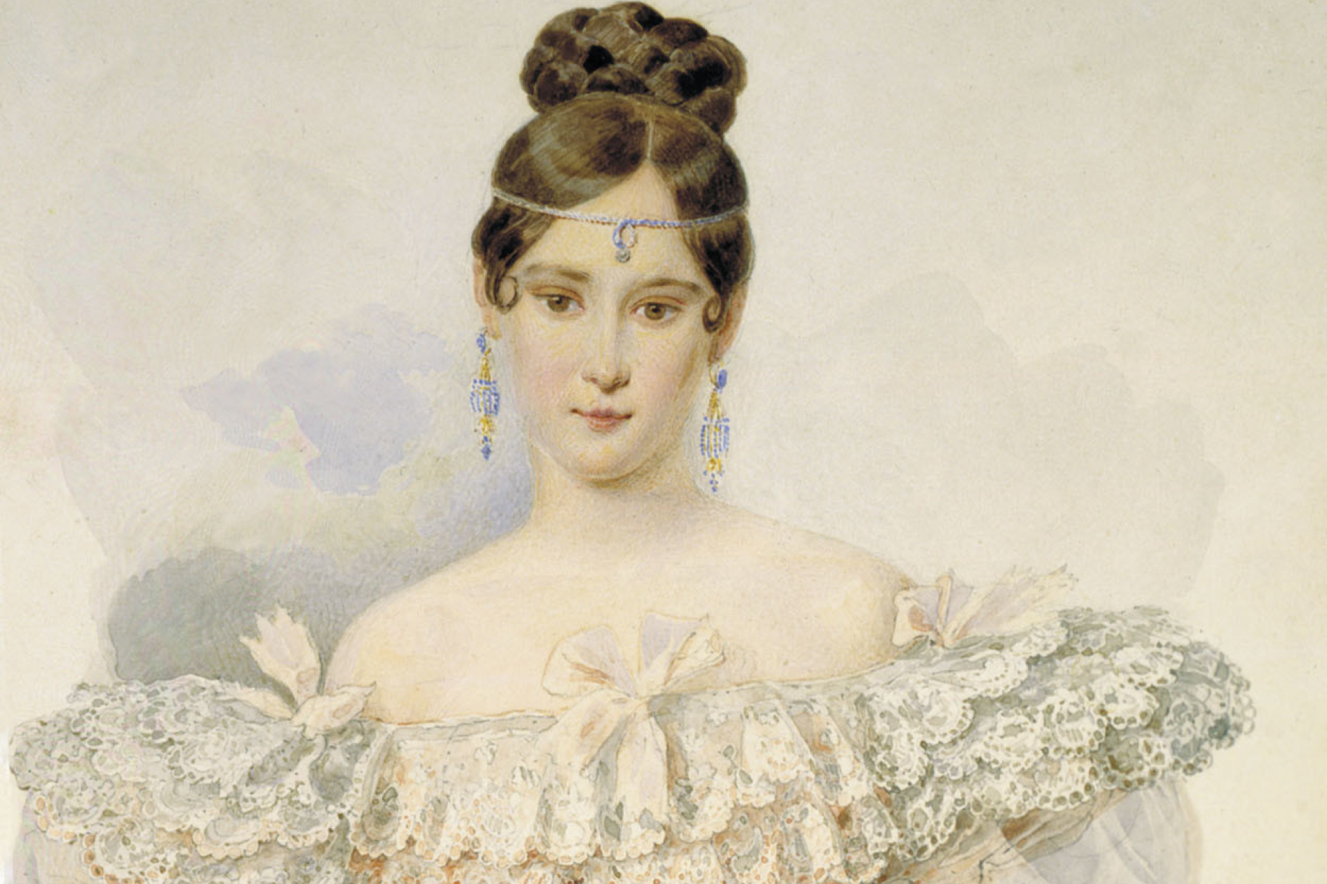 Юная Наталья Гончарова, портрет работы Александра Брюллова (1831 – 1832)