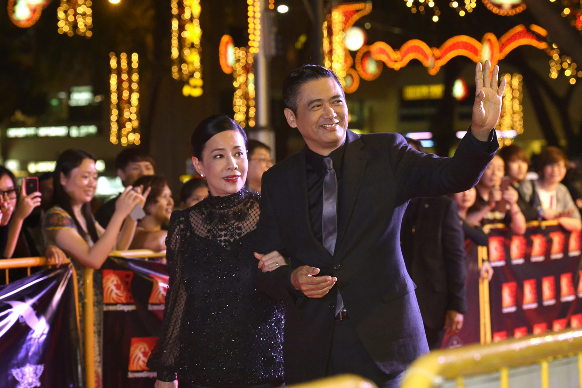 Чоу Юнь Фат с женой Жасмин Тан