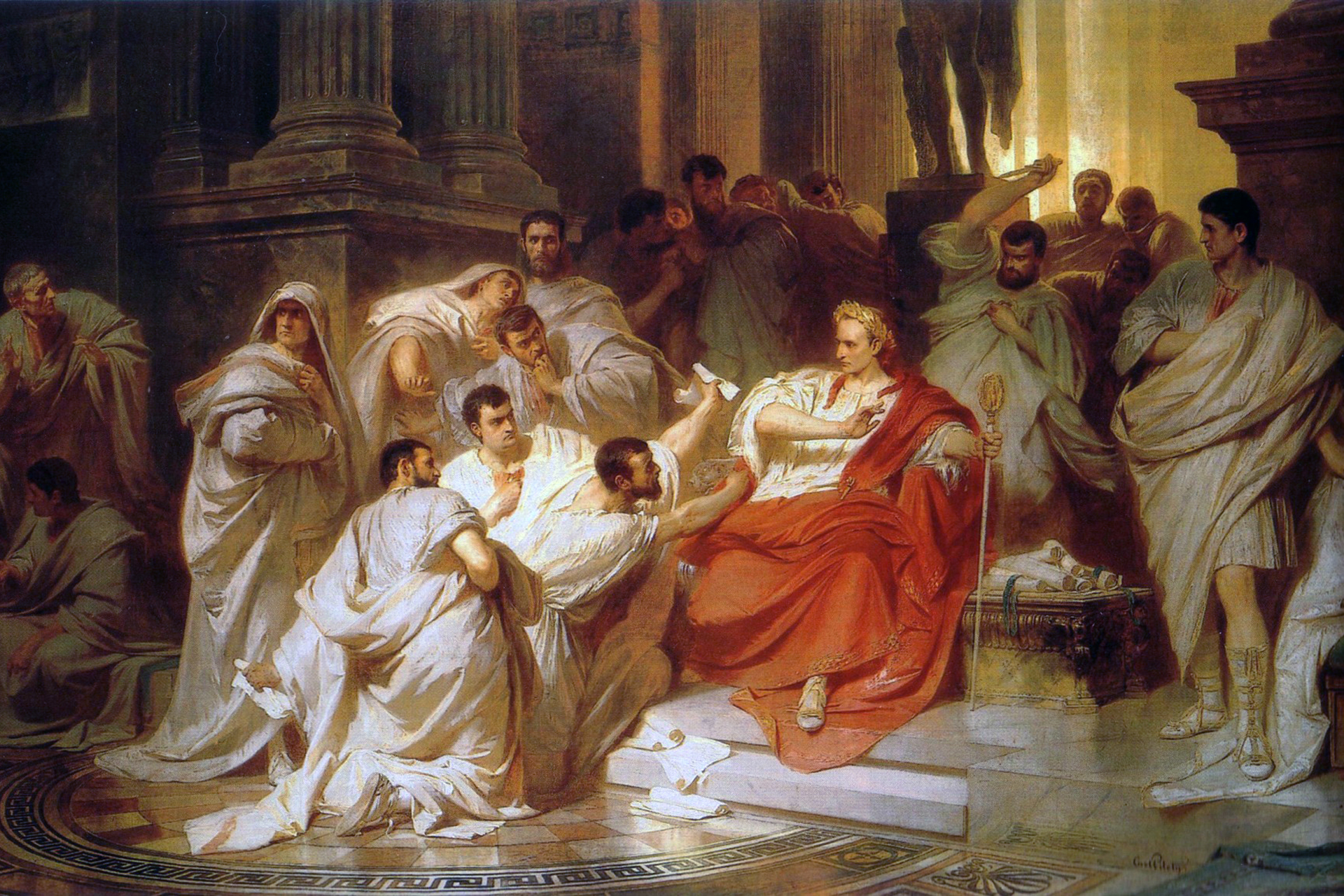 Картина «Убийство Цезаря», Карл Теодор Пилоти, 1865 год